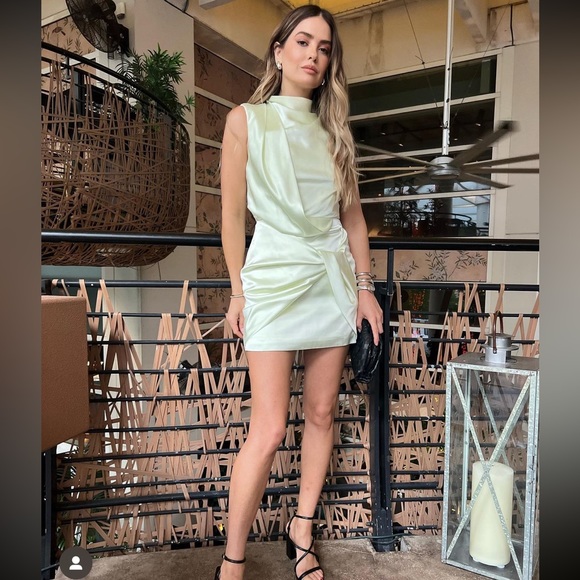 Acler Jasper Dress in Silky Green as seen on Paola Alberdi - Picture 2 of 6